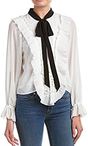 Beulah Womens Ruffle Trim Blouse White (Small)