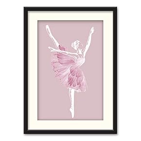 Black Framed Canvas Wall Art Elegant Ballerina Home Artwork Decoration for Living Room, Bedroom - 23x31 inches