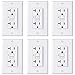[6 Pack] BESTTEN GFCI Outlet, Slim Tamper-Resistant (TR) GFI Duplex Receptacle with LED Indicator, 20-Amp 125-Volt, Auto-Test Ground Fault Circuit Interrupter with Decor Wall Plate, White