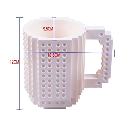 OSOPOLA Build-On Brick Mug Building Blocks Coffee Cup Creative DIY Party Supply Drinkware for Coffee Tea Beverage Drinking Funny Gift (Blue )
