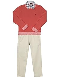 Conjunto de tres piezas Nautica Boys 'Toddler' con suéter, camisa tejida y pantalón de sarga