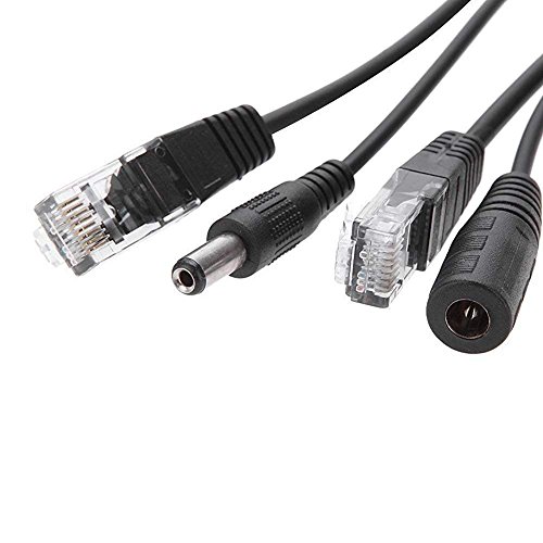 Passive PoE Injector and PoE Splitter Kit with 5.5x2.1 mm DC Power Adaptor Connector, Black