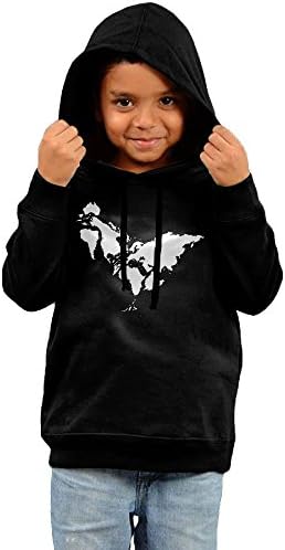 Big Kid World Map Comfortable Shirt Pullover Hood Black 4 Toddler