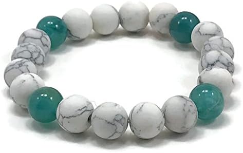 Howlite Stone Beaded Bracelet by WestMarketDesign | Howlite Sea Blue Beads, White Howlite Rock Yoga Bracelet | Boho Earthy Chic Jewelry Gifts For Less