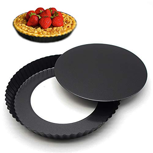 Removable Loose Bottom Quiche Pan, Non-stick Tart Pie Pan, Round Bakeware 8.5-Inches
