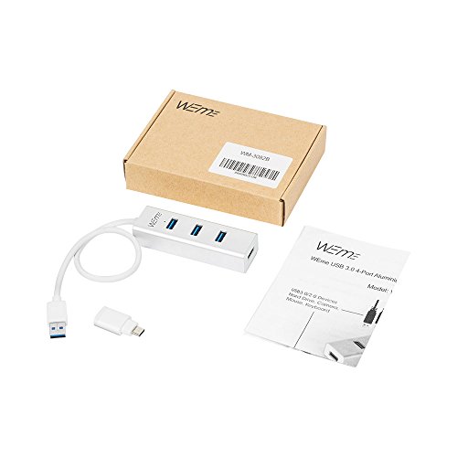 USB C Hub, WEme Portable 4 Port USB 3.0 Hub with Type C Adapter Converter, 2 in 1 USB Data Hub Compatible with Mac, iMac, MacBook Air, Surface Pro and Other Type C Devices, Unibody Aluminum - Thumbnail 6