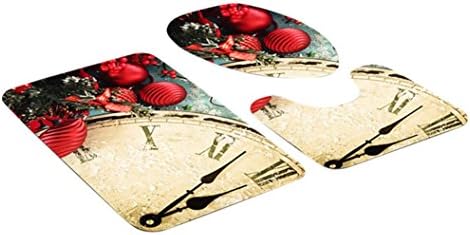 kaifongfu Toilet Seat mats,3PCS Fancy Santa Toilet Seat Cover and Rug Bathroom Set Christmas Decor (Christmas K)