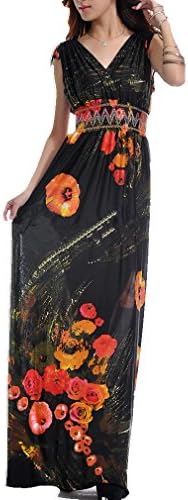 East Castle Women's Trendy Bohemian High Waist Floor-Length Long Dresses W-176