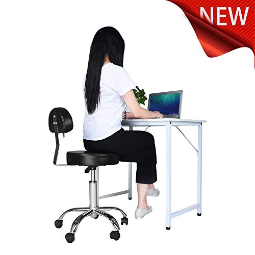 Gotian Chair Workstation Hydraulic Lift Round Stool Beauty Chair Treatment for Beauty Salons, Coffee, PC Gaming Desk, Study Desk, Home Office Coffee Tea Table Black