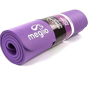 Meglio Yoga Mat Exercise NBR 10mm Fitness Foam Mat Non-Slip Extra Thick Padded Support for Pilates Gymnastics Stretching & Home workouts with Free Carry Strap