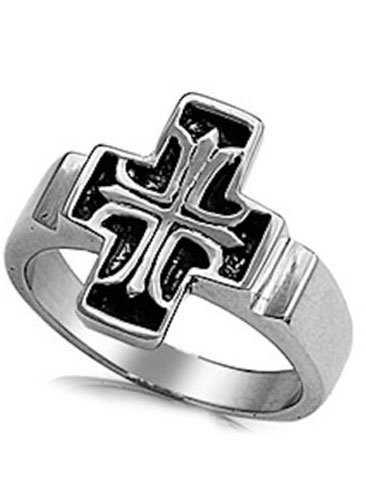 Stainless Steel Centered Decorated Cross, Face Width of 19MM - Crazy2Shop