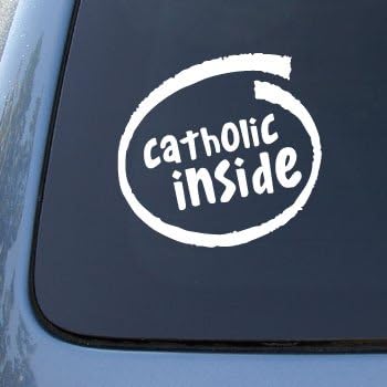 Crawford Graphix Catholic Inside - Car, Truck, Notebook, Vinyl Decal Sticker (5.5" White)