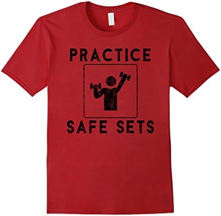 Mens Practice Safe Sets TShirt-Funny Workout T-Shirts For Men Large Cranberry