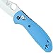 Benchmade - Mini Griptilian 555HG Knife, Sheepsfoot Blade, Plain Edge, Satin Finish, Blue Handle
