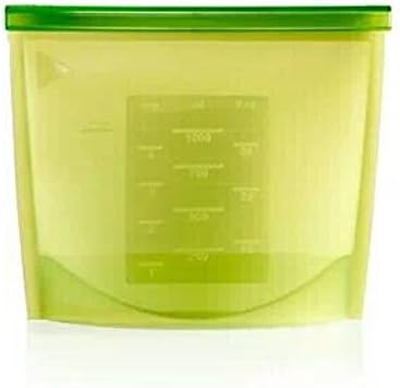 Multipurpose Seal Silicone Fresh Bag Food Storage Bag in 1L for Sandwich, Reusable Airtight Container, Versatile Cooking Bag,No-BPA (Green)
