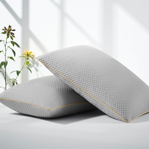 Moonrite King Cooling Pillows 2 Pack,Shredded Memory Foam Pillow 50x90cm | Adjustable Bed Pillows for Side/Back/Stomach Sleepers, Removable Washable Breathable Cover,Grey