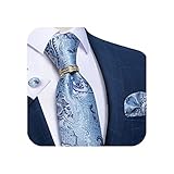 DiBanGu Mens Tie Set Silk Necktie and Gold Tie Ring