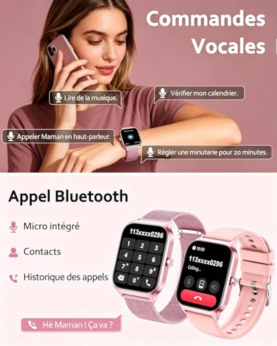 Popglory Smart Watch for Samsung Apple Android Phone, 1.85 Inch Smartwatch for Men and Women with Bluetooth Call, Blood Pressure Monitor, Heart Rate, SpO2, Stress, Sleep, Pedometer, 100+ Sports, Gift
