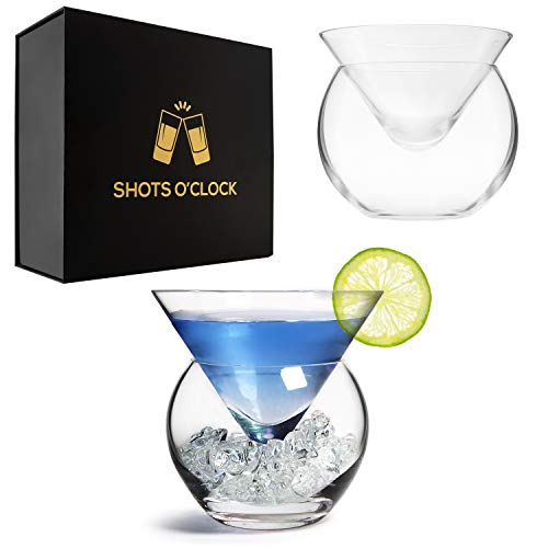 LEMONSODA Stemless Martini Glasses with Chiller Set of 2 Elegant