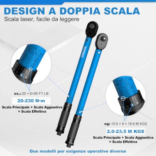 GoYwato Torque Wrench 1/4 Inch 3/8 Inch 1/2 Inch Torque Wrench Set of 20-230 10-140 3-33 N·m, Accuracy ±3%, 72 Teeth, Double Scale Torque Wrench Set for Motorcycles, Bikes, Cars, Trucks Bolts