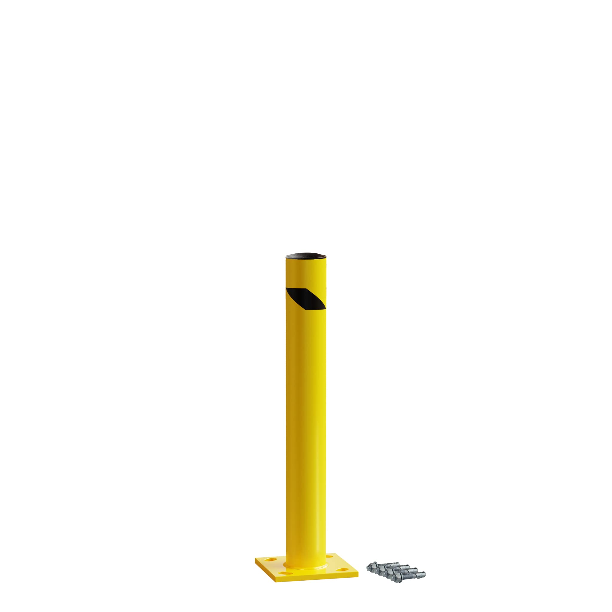 Photo 1 of Trafford Industrial Yellow Powder Coated Steel Bollards, 42in x 4.5in., Secure, Versatile, and Durable Access Control Solution, Hardware Included