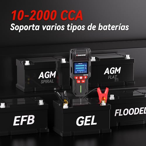 KONNWEI Probador de Batería de Coche con Impresora, Probador de Carga de Batería Automotriz de 12V 24V 10-2000CCA, Analizador de Batería de Arranque y Carga, Probador de Alternador para Coche, Camión