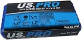 US PRO 13pc Metric Hex Bit Socket Set 2-14mm Chrome Vanadium Steel S2 Bits Case view 3