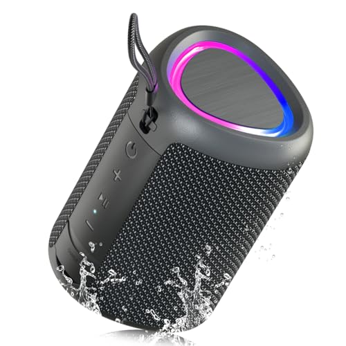 UOHHBOE Bluetooth 5.3 Speaker, Powerful Bluetooth Speaker with RGB Light, Powerful Bass, 15 W Bluetooth Speakers, Waterproof IPX5, TWS/AUX/TF – Ideal for Parties, Beach and Outdoors