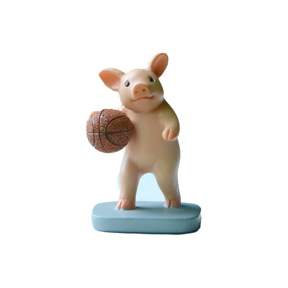 Gemmia Miniature Fairy Garden Pig Figurines- Passion Basketball Time