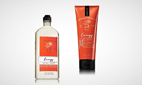Bath & Body Works - Aromatherapy - Energy - Orange & Ginger â€“ Bundle - Body Wash & Foam Bath 10oz. & Body Cream 8 oz