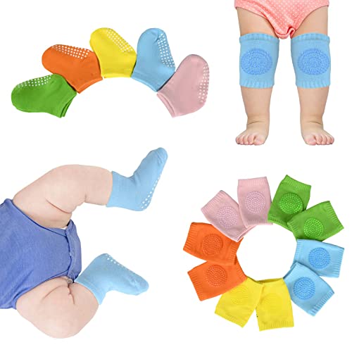 BOSONER Baby Crawling Anti-Slip Knee and Anti Slip Baby Boys Girls Socks Best Infant Gift, Unisex Baby Toddlers Kneepads