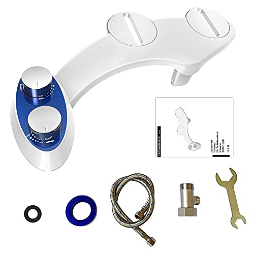 Bidet Attachment, Fresh Water Spray - BLUE STONE Non-Electric Mechanical Self Cleaning Dual Nozzle for Toilet Attachment, Cold Water Bidet Toilet Seat