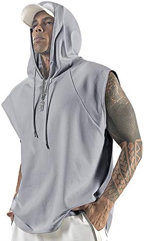 Aixdir Men's Workout Hooded Tank Tops Bodybuilding Muscle Cut Off