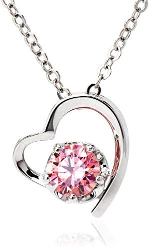 R+ Women’s Necklace, Swarovski Zirconia, Open Heart, Pink, Silver, 925, Sterling Silver, Chain, Gift, Popular, Wedding Gift, Birthday, Anniversary, Return