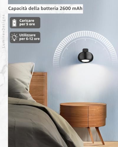 Lampada da Parete LED Ricaricabile Senza Fili AURI CX02