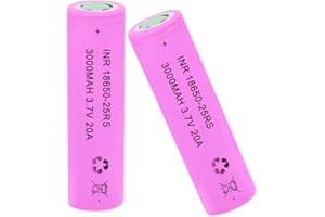 AFSONGOO 3.7 Volt 2 Packs Flat Top Rechargeable Batteries 3000mAh for Flashlights, Headlamps, Doorbells, RC Cars (Pink)