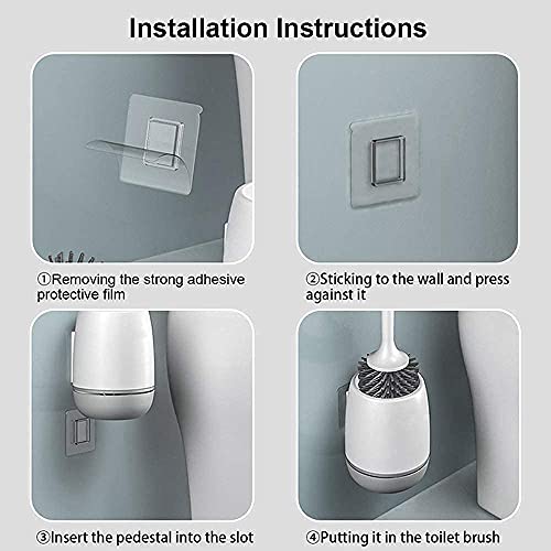 Toilet Brush and Holder, PowerDoF Toilet Bowl Brush with Silicone Bristle Cleaning Brush Head and Quick Drying Holder Toilet Brush Set for Bathroom Cleaning and Collation