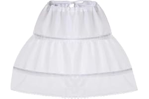 Papoopy Girls Petticoat Underskirt with 3 Hoops Full Slip Crinoline Skirk