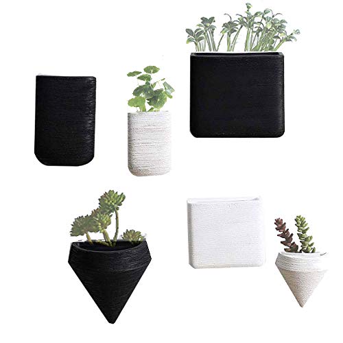 Wall Decor Planters 6 Set Ceramic Hanging Geometric Wall Decor Container – Great Succulent Plants, Air Plant, Faux Plants