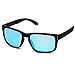 WearMe Pro - Square Matte Frame Mirrored Lens Active Sport Rectangular UV Men Sunglasses (Blue, 55)