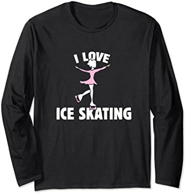 Unisex I love ice skating long sleeve shirt ice skaters design Medium Black