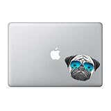 Pug Sunglasses Palm Tree - 5 Inch - Apple Macbook Laptop Decal