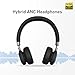 Linner NC80 Active Noise Cancelling Headphones, Bluetooth Headphones with Microphone Hi-res Audio Wireless Headphones On Ear Touch Controls with 34H Playtime for Travel Work Gaming- Black