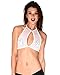 iHeartRaves White Sheer Mesh Keyhole Halter Rave Crop Top (One Size)