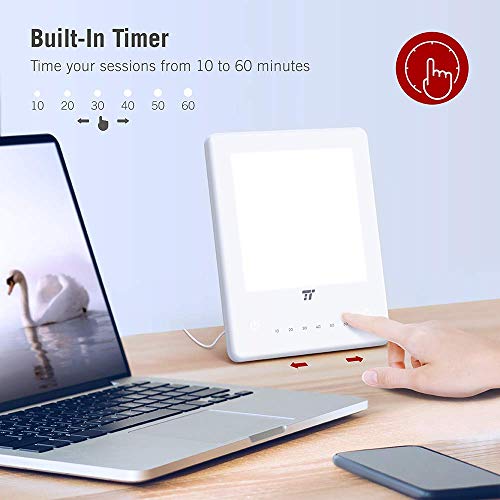 image for TaoTronics Light Therapy Lamp, 10000 Lux, 3 Adjustable Brightness Leve