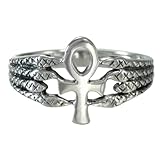 Silver Egyptian Ankh Serpent Ring for Men or Women sz 4-15