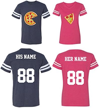 Pizza and Slice Custom Jerseys for Couples - His and Her Matching Couple Shirts