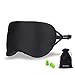 Kimkoo Silk Sleep Mask - Soft Eye Mask for Sleeping with Adjustable Strap&Ear Plugs,Blindfold,Eye Cover Blocks Out Light-Black …