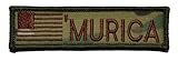 MURICA with USA Flag, Nametape Size 1x3.75 inch Military Patch / Morale Patch - Multicam with Spice