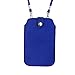 Leather Neck Pouch for iPhone Xs Max, 8 Plus & Other Smartphones (Style 3) - Royal Blue